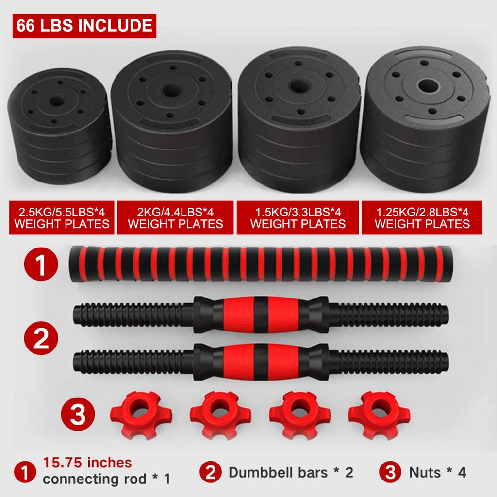 Adjustable Dumbbell Set 66 LBS Black H848