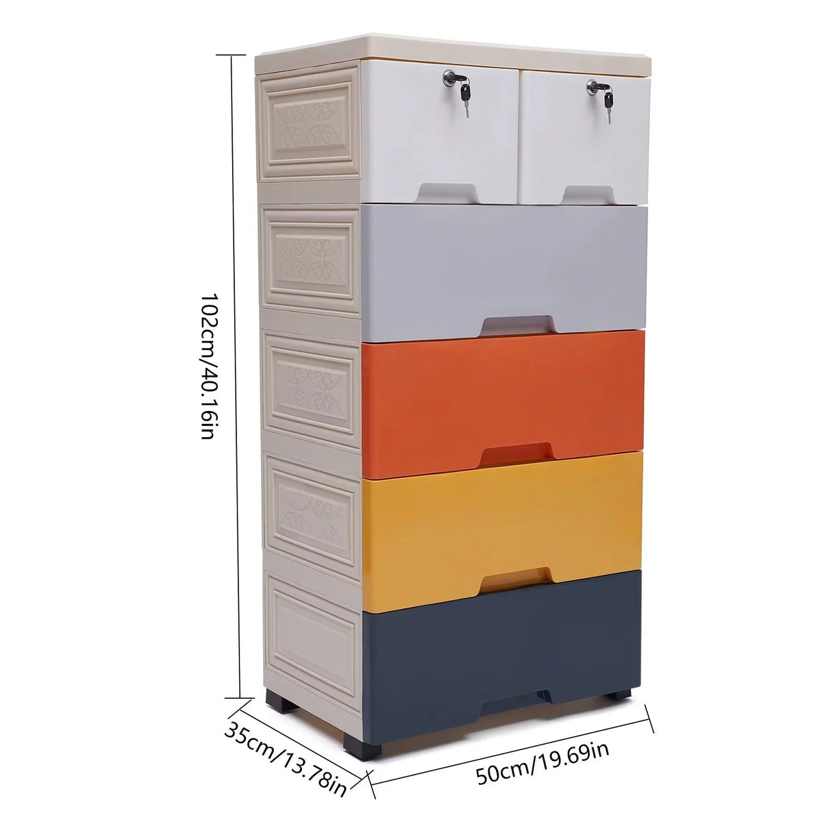 6 Drawers Plastic Dresser with Wheels O979614