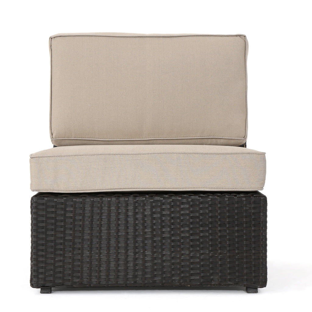 10 Piece Wicker Sofa Set with Cushions, Dark Brown, Beige Y1805