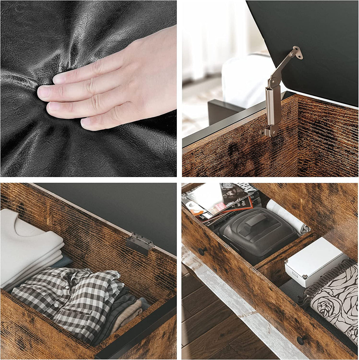 Vintage Brown and Black Ottoman Bench P517764