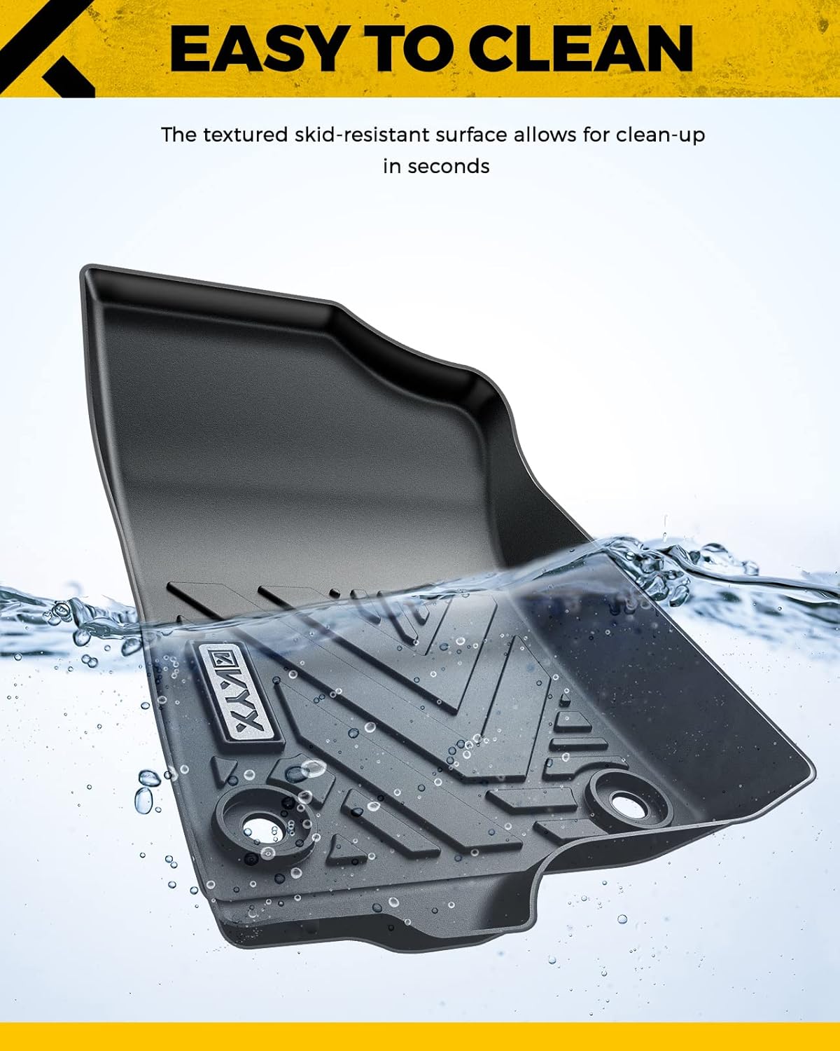 All Weather TPE Black Car Floor Mats Front & 2nd Row Z871