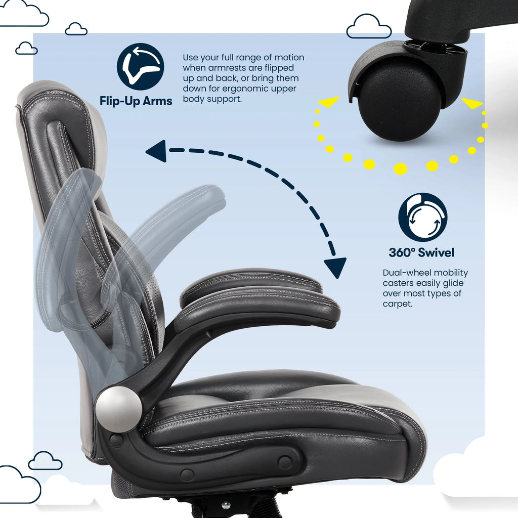 Gray Faux Leather Office Chair D1552