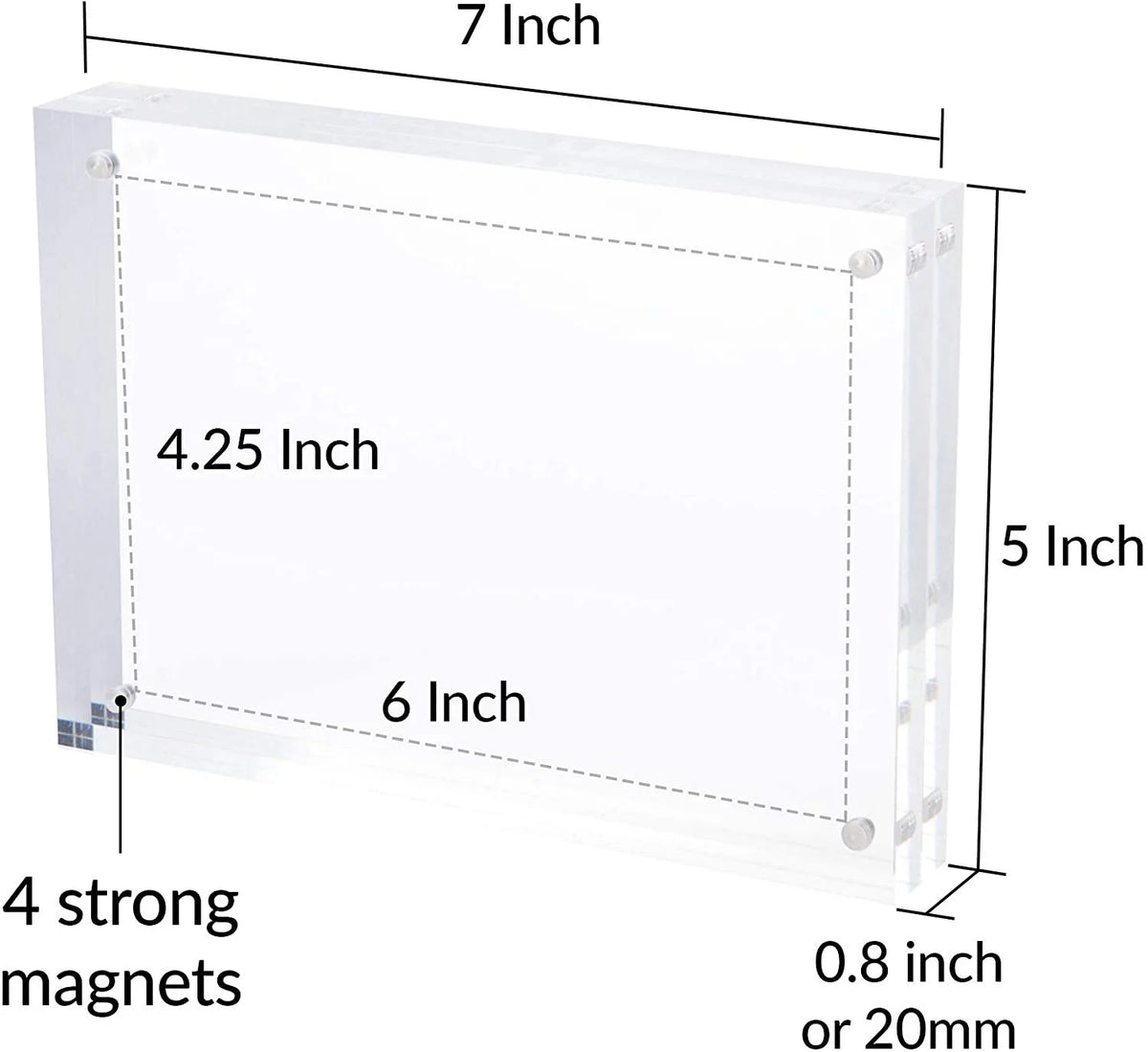Magnetic Acrylic Photo Frame 5 in x 7 in Clear Pack of 3 R22587