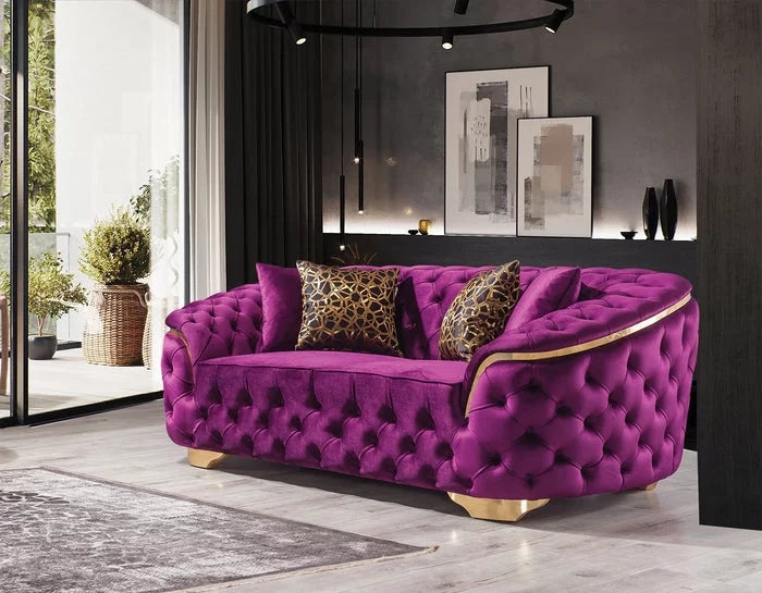 Purple Velvet Sofa & Loveseat W22421