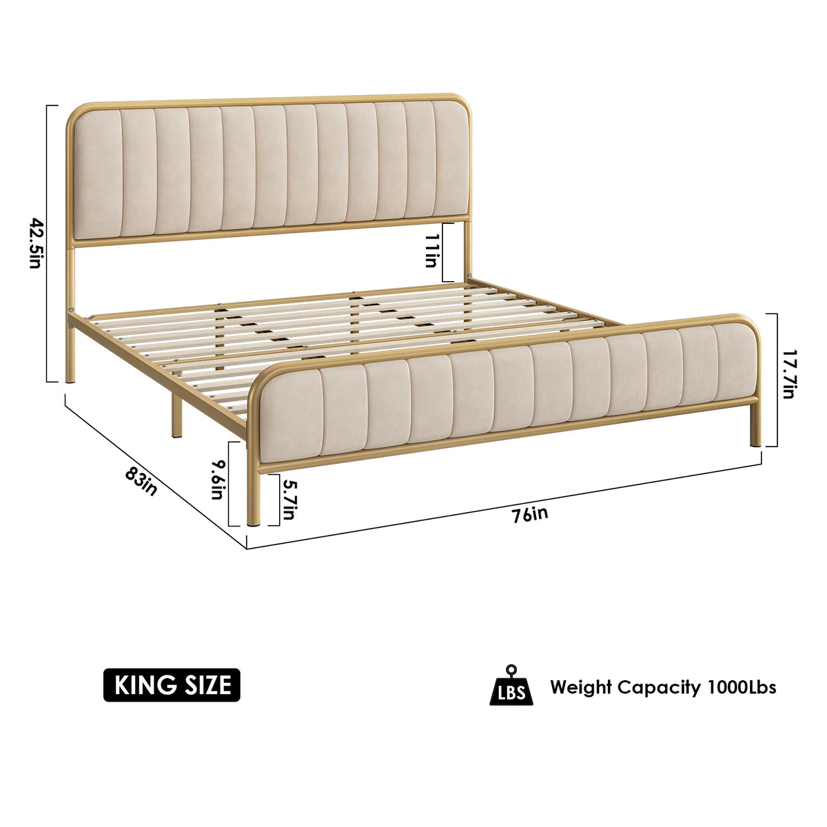 Queen Size Tufted Upholstered Bed Frame J217153