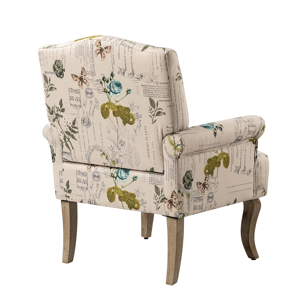 Upholstered Armchair Set of 2 with Pattern & Wooden Legs W90975
