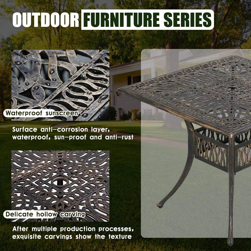Outdoor Dining Table Set with 4 Wrought Iron Chairs U53404