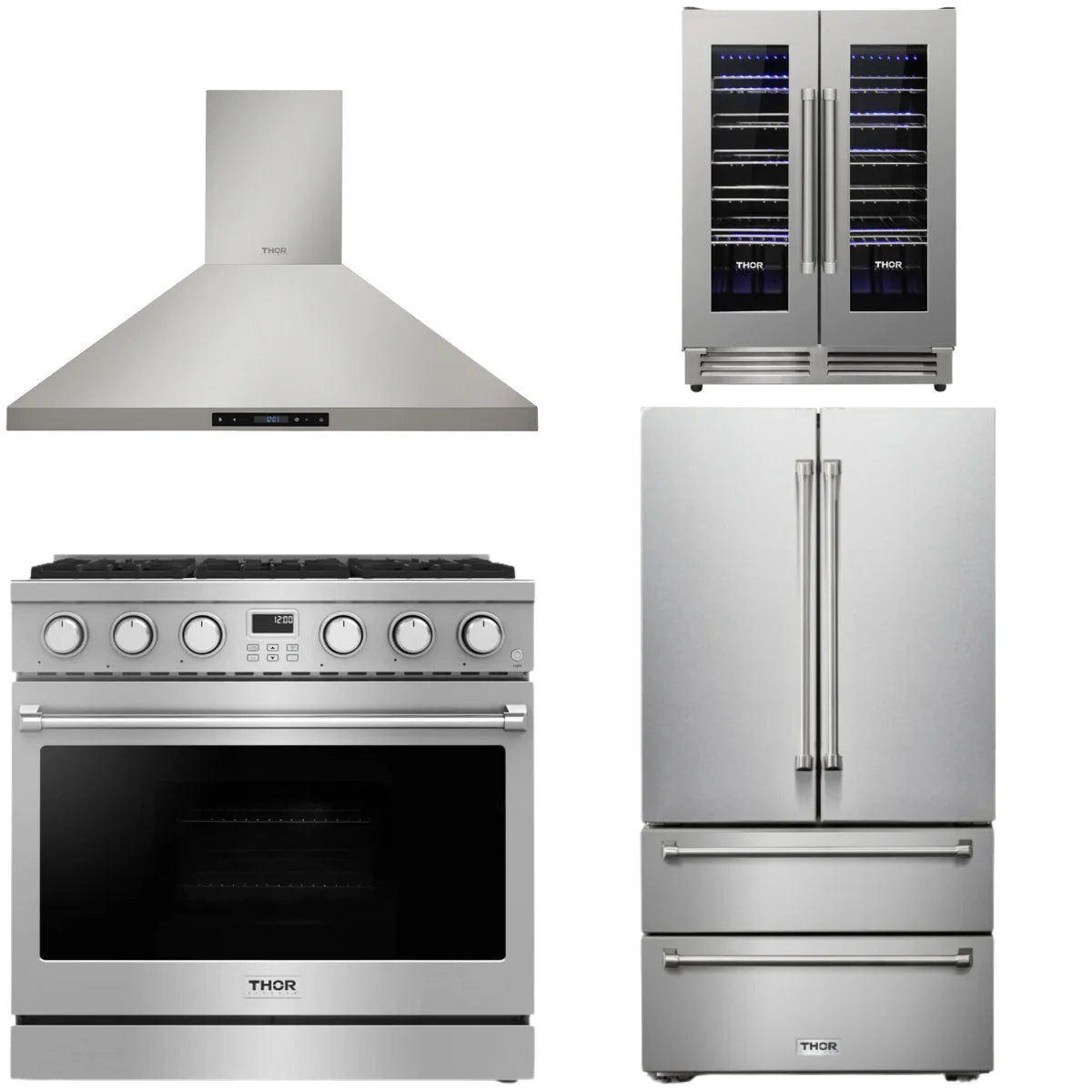 36 Gas Range, Range Hood, Refrigerator and Wine Cooler Z989167