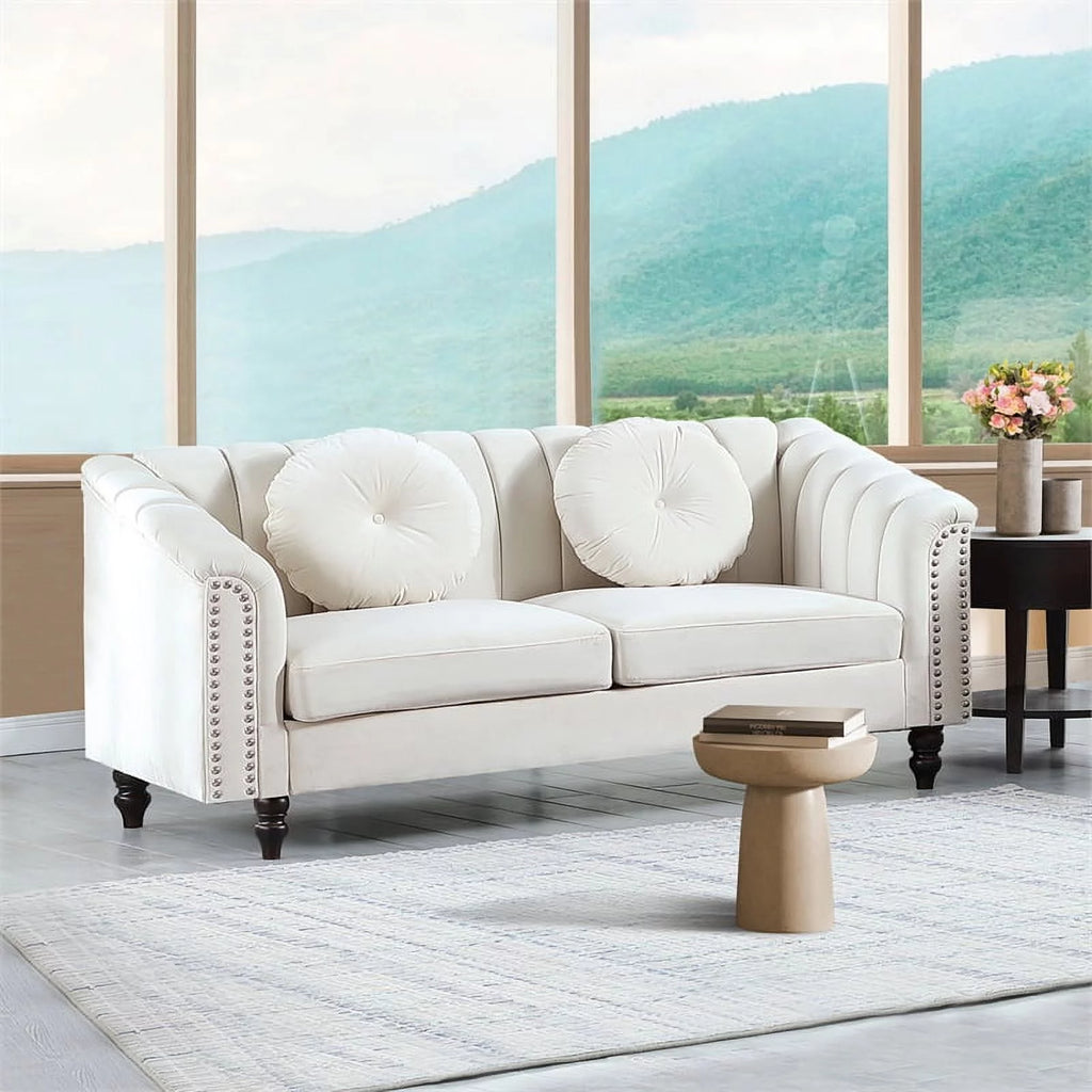 White 3 Pieces Microfiber Living Room Set B879166