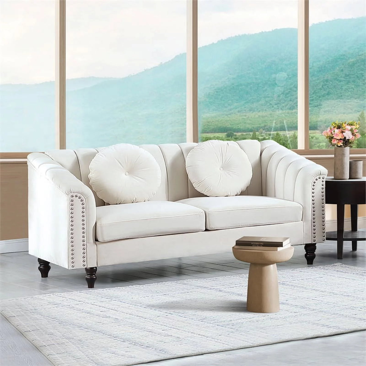 White 3 Pieces Microfiber Living Room Set B879166