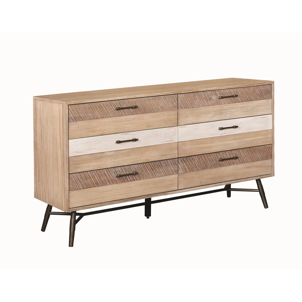 Brown and Black Six Drawer Wooden Dresser M423170