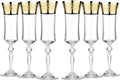 6 Oz Lead-Free Crystal Patterned Champagne Flutes Set of 6 O39917