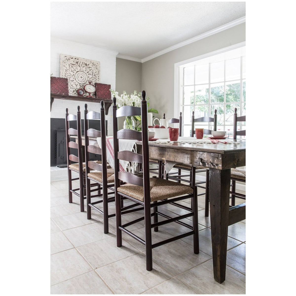 Medium Oak Wood Ladderback Dining Chair V455093