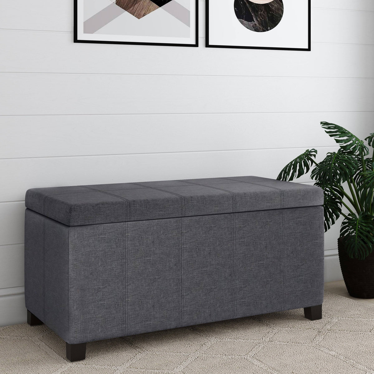 36 inch Slate Grey Storage Ottoman T455