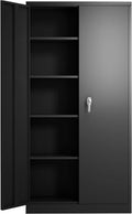 Metal Storage Cabinet with 2 Doors and 5 Shelves, Black I8679