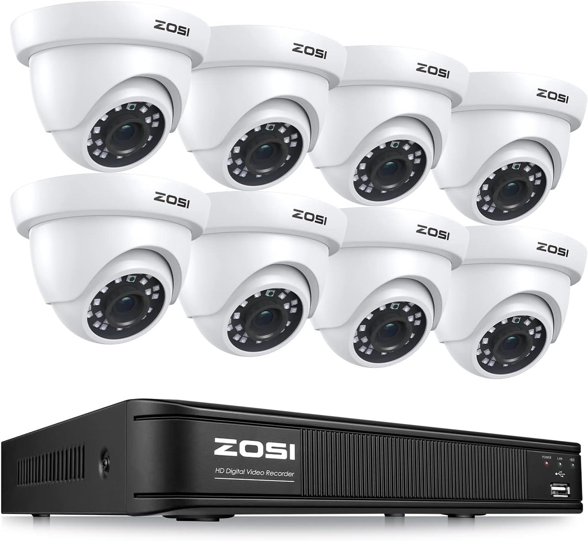 1080P 8 Channel Security Camera System with 8 Dome Cameras R9910