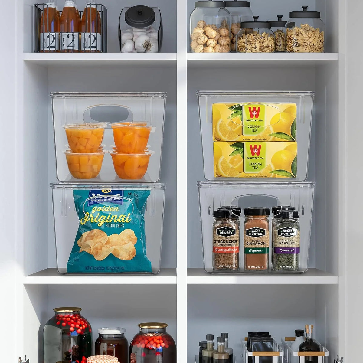 Set of 4 Clear Plastic Storage Bins with Lids R199955