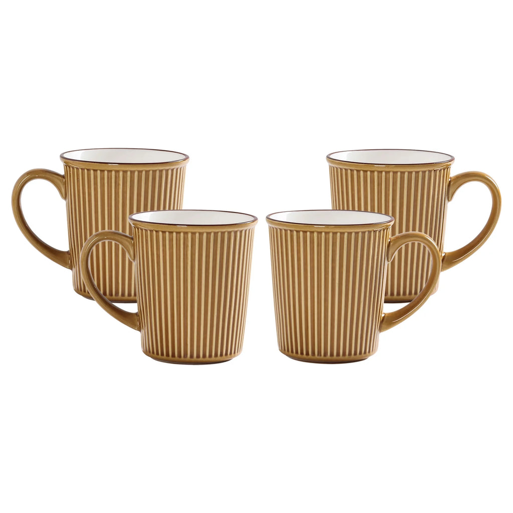 Yellow Ceramic Mugs Set of 4 W542