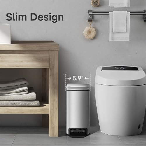 Slim 6 Liter Stainless Steel Trash Can with Lid V500421