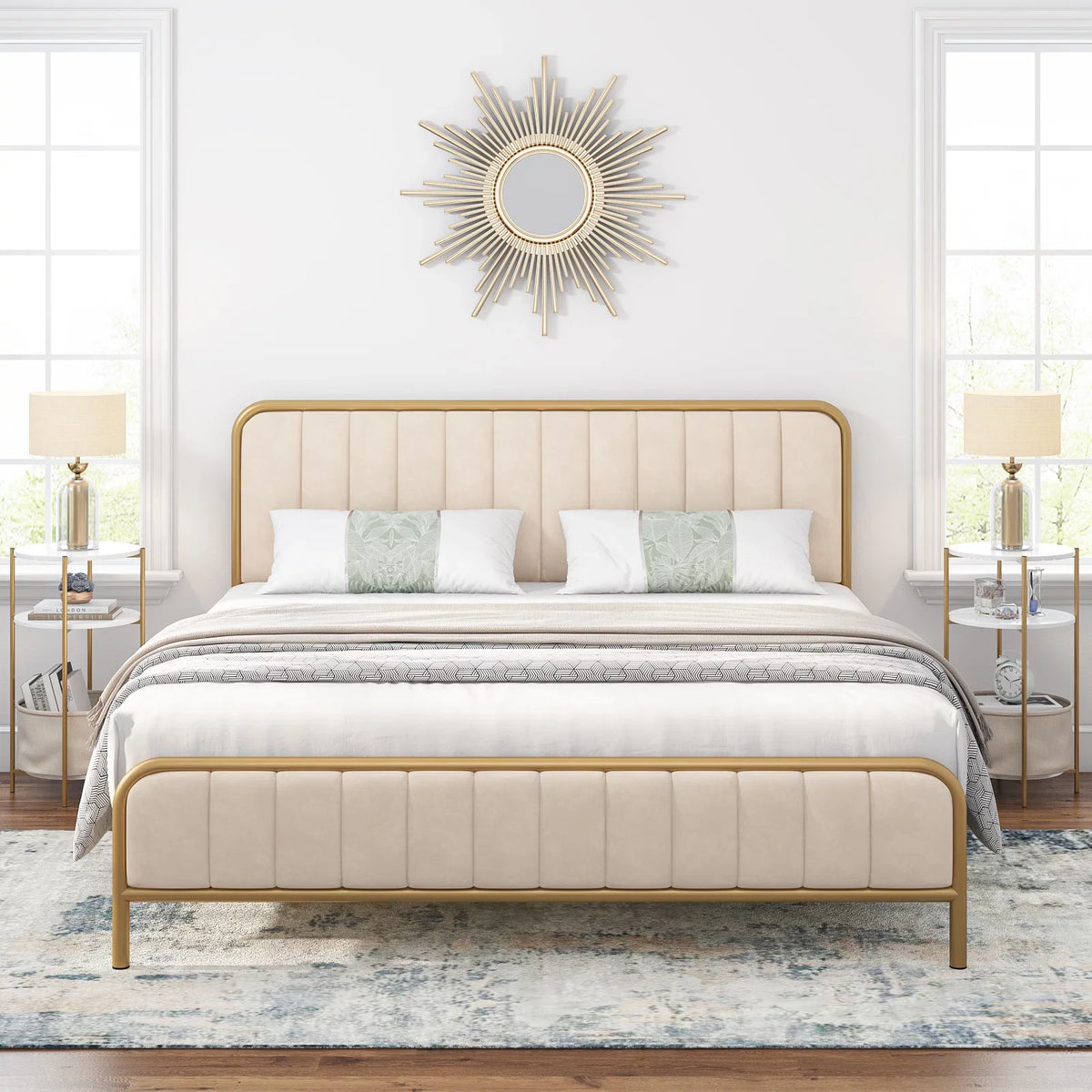 Queen Size Tufted Upholstered Bed Frame J217153
