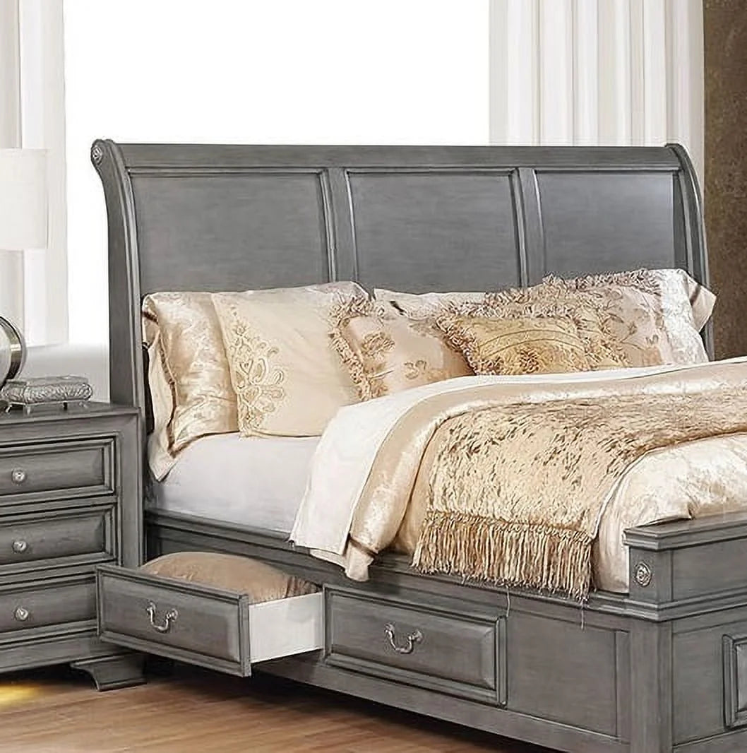 California King Size Solid Wood Storage Bed I3648