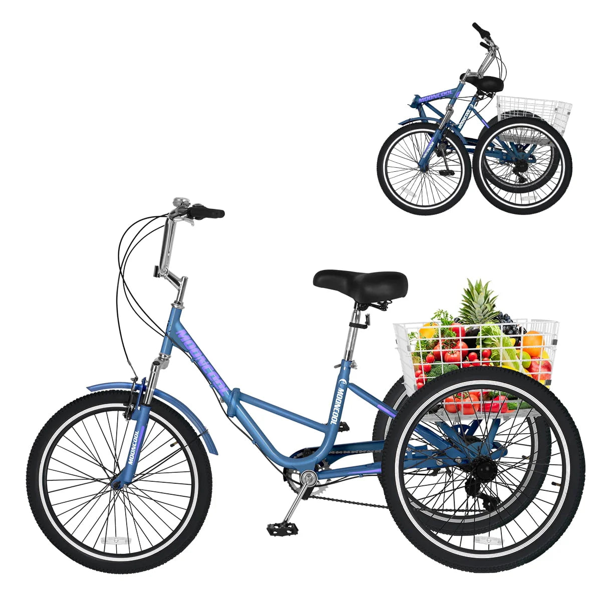 7 Speed 24 Inch Folding Adult Tricycle M522