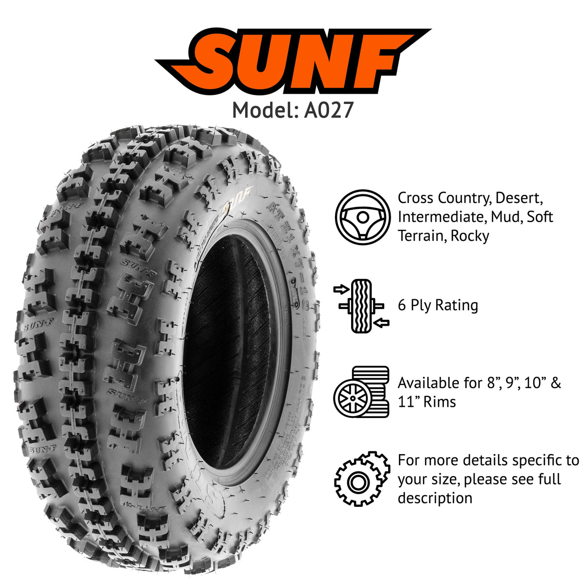 21x7-10 & 20x11-9 ATV UTV Tires Set of 4 C502