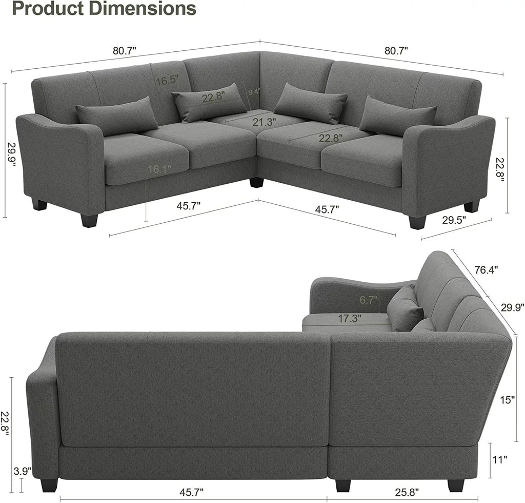 Bluish Grey Reversible L-Shaped Sectional Sofa E3922