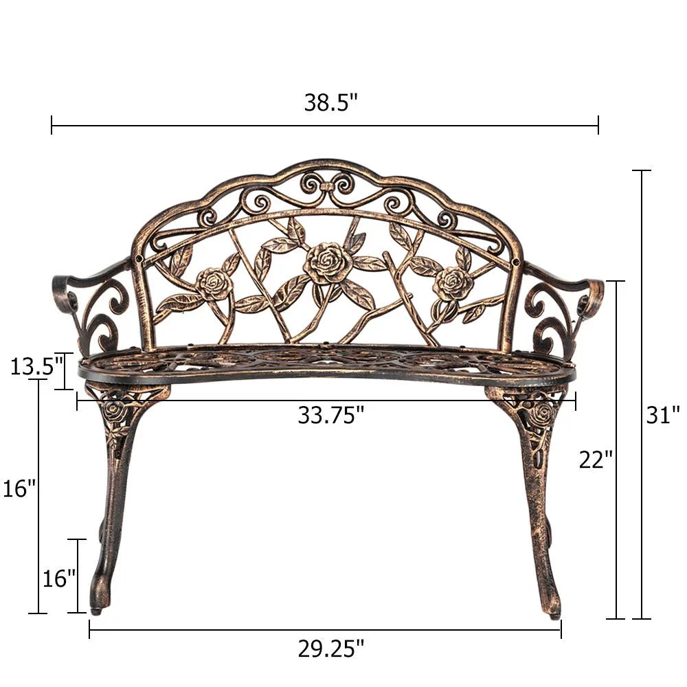 Bronze Cast Aluminum Outdoor Bench W6971
