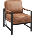 Light Brown Faux Leather Accent Chair with Metal Frame G662900