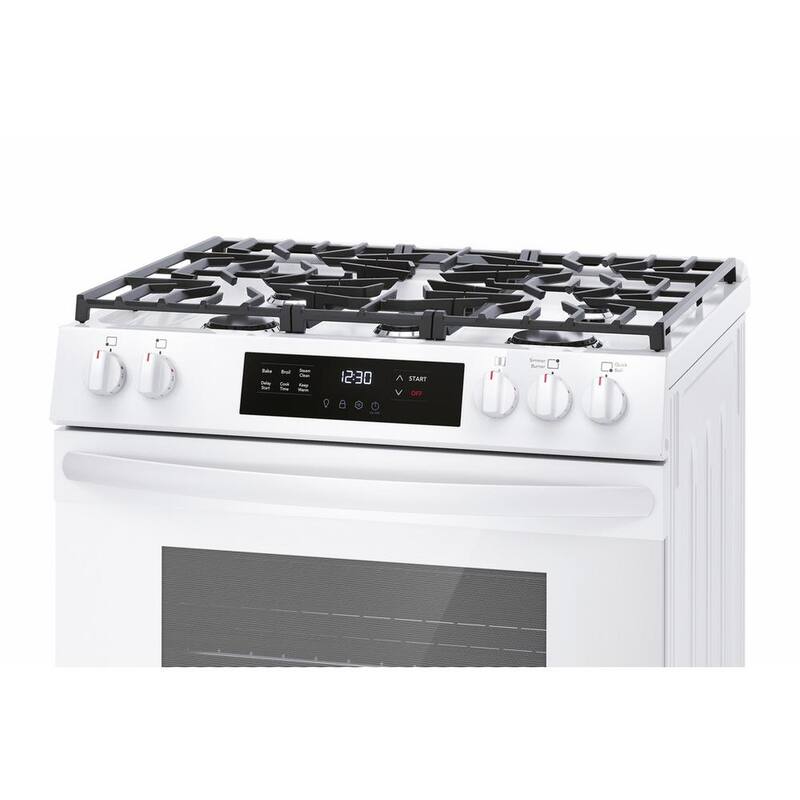 5 Burners Slide in Gas Range with Steam Clean in White F5635