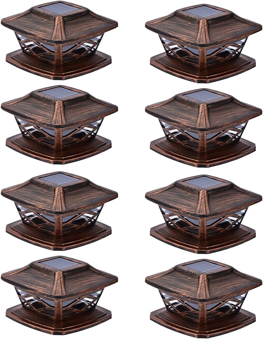 Solar Post Lights Outdoor 2 Modes Waterproof LED Fence Cap Light White 12 Pack S346557