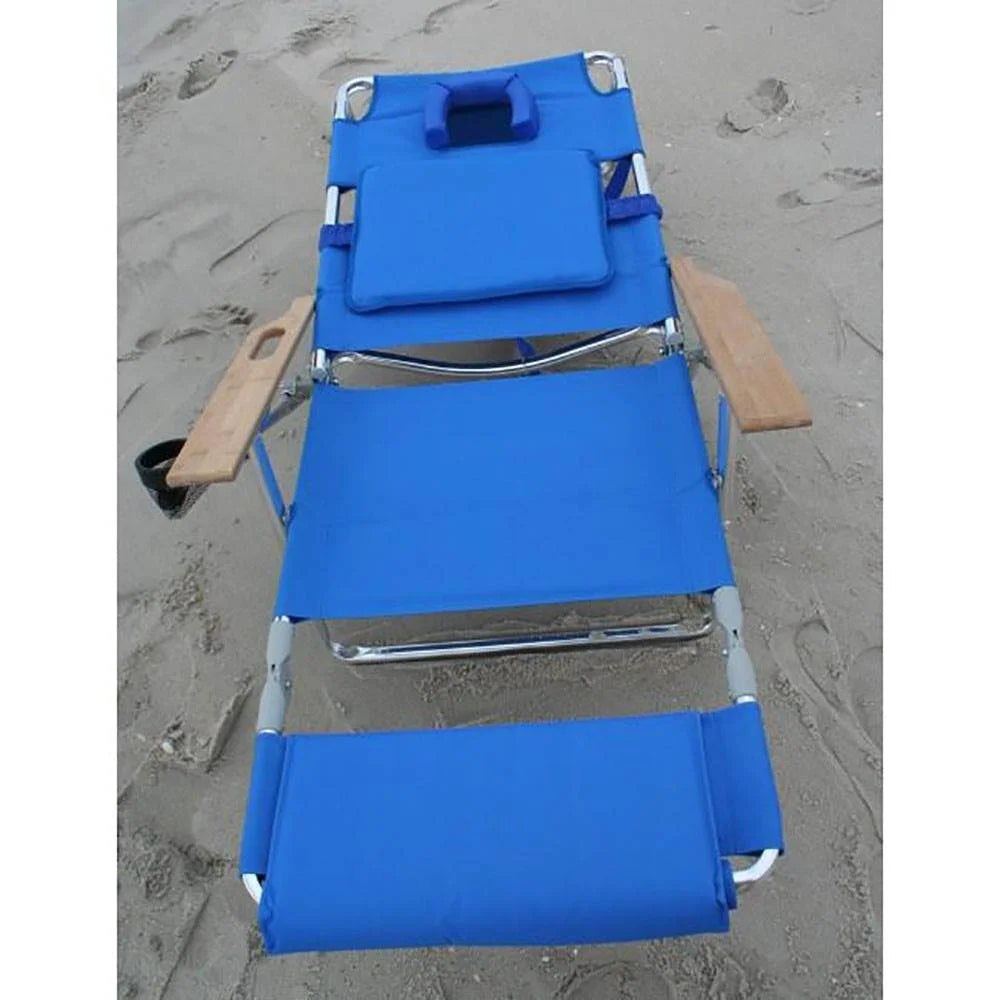 Lightweight Outdoor Beach Lounge Chair with Footrest, Blue J961