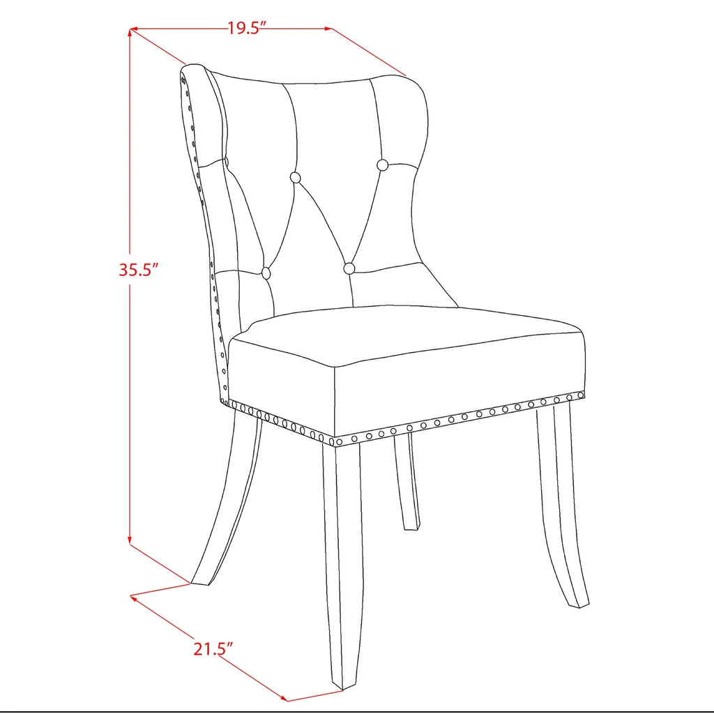 Wooden Dining Table Set of 6 Linen Fabric Chairs Mahogany K9264