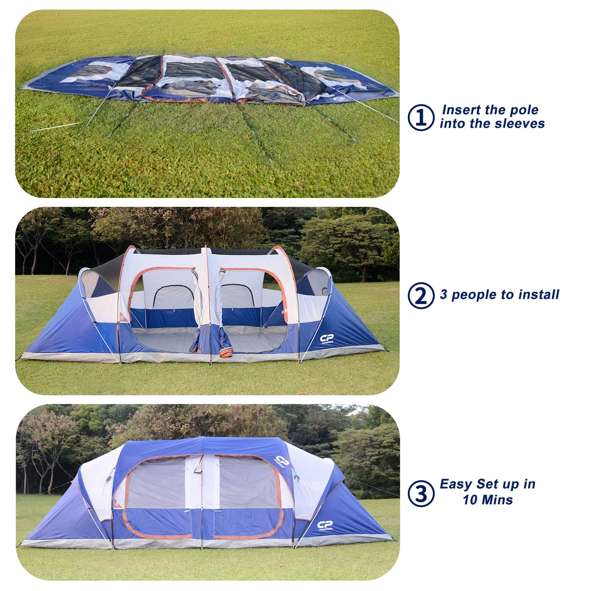 12 Person Waterproof 3 Room Camping Tent U805842