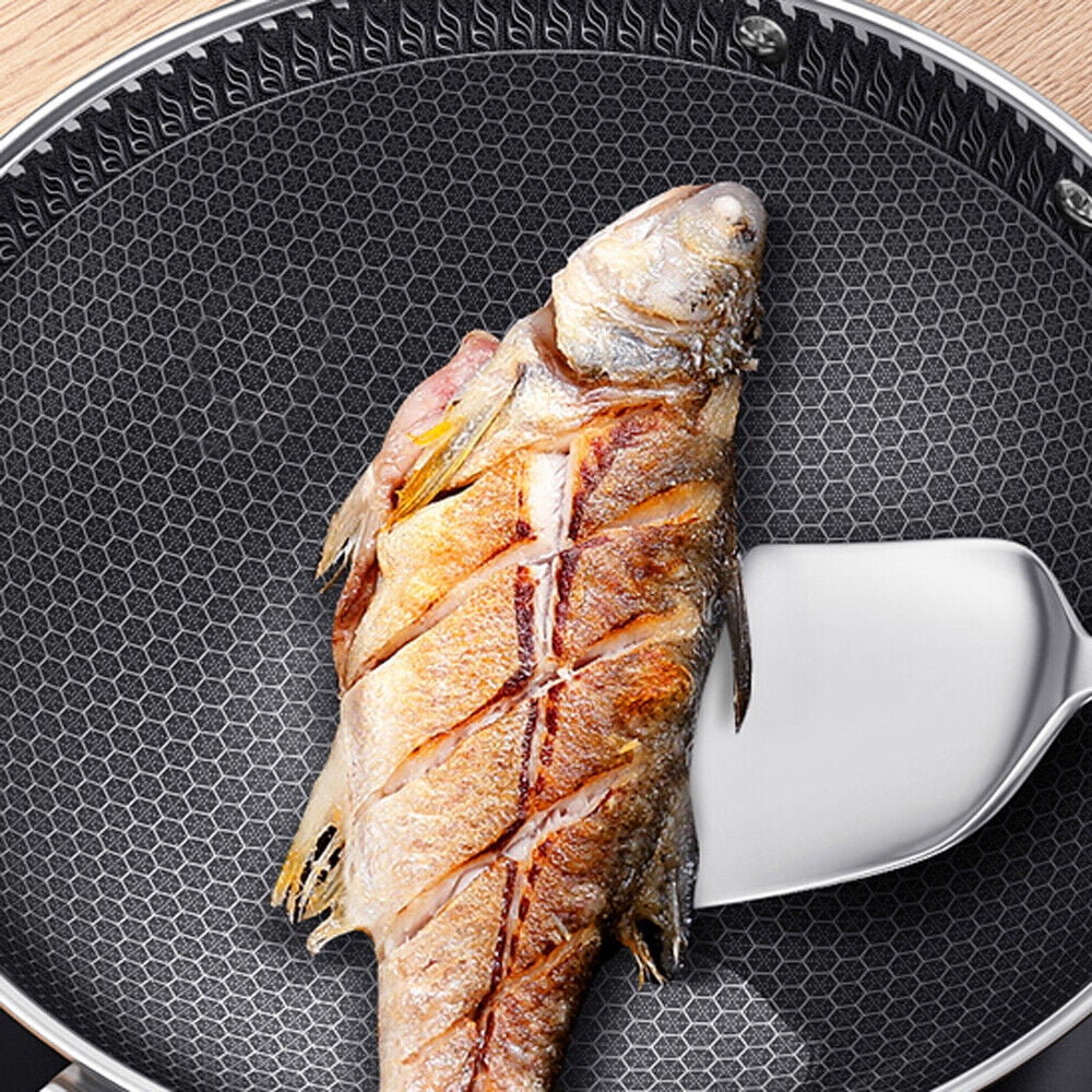 Double Sided Non-stick Frying Pan Stainless Wok with Glass Lid D909