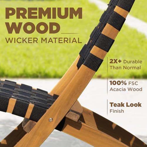 Wood Wicker 3 Piece Patio Bistro Set Y4059