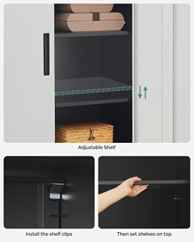 Grey Metal Storage Cabinet with Doors and Shelves U903226