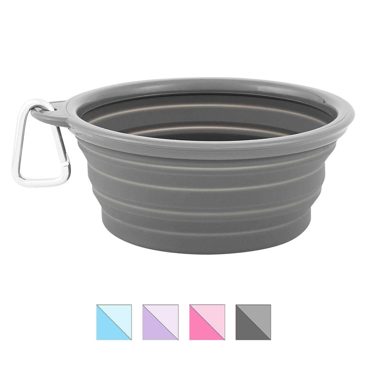 Collapsible Silicone Water Travel Bowl with Clip V97848