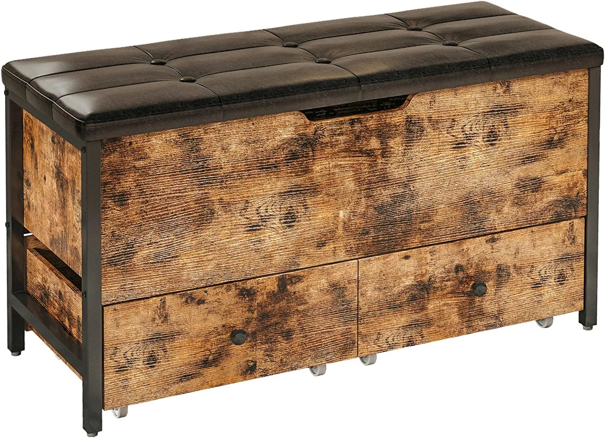 Vintage Brown and Black Ottoman Bench P517764