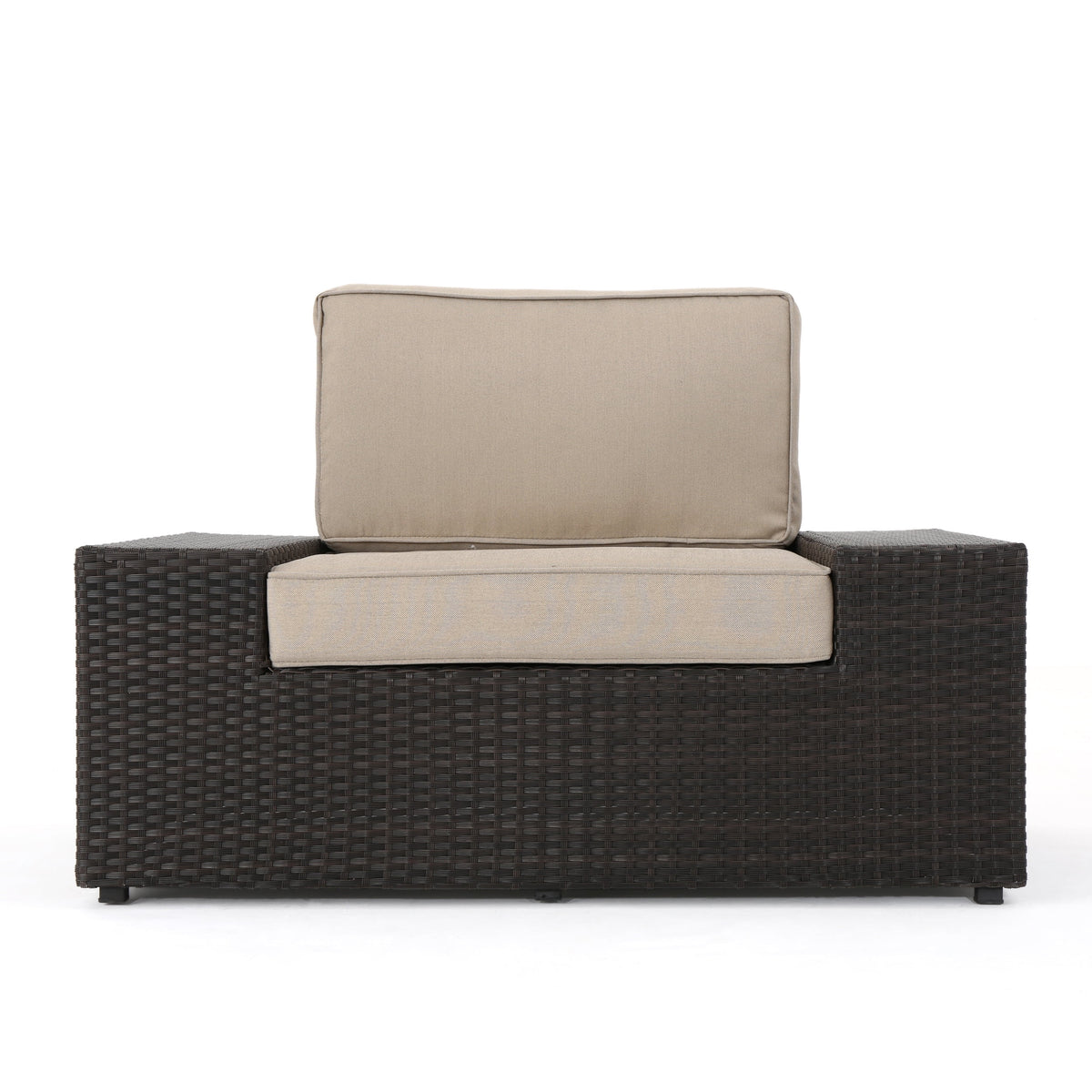 10 Piece Wicker Sofa Set with Cushions, Dark Brown, Beige Y1805