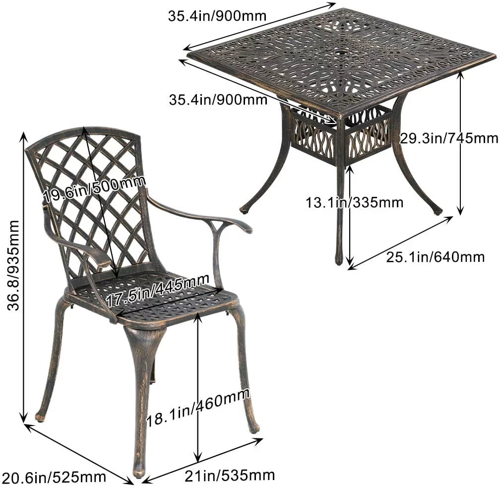 Outdoor Dining Table Set with 4 Wrought Iron Chairs U53404