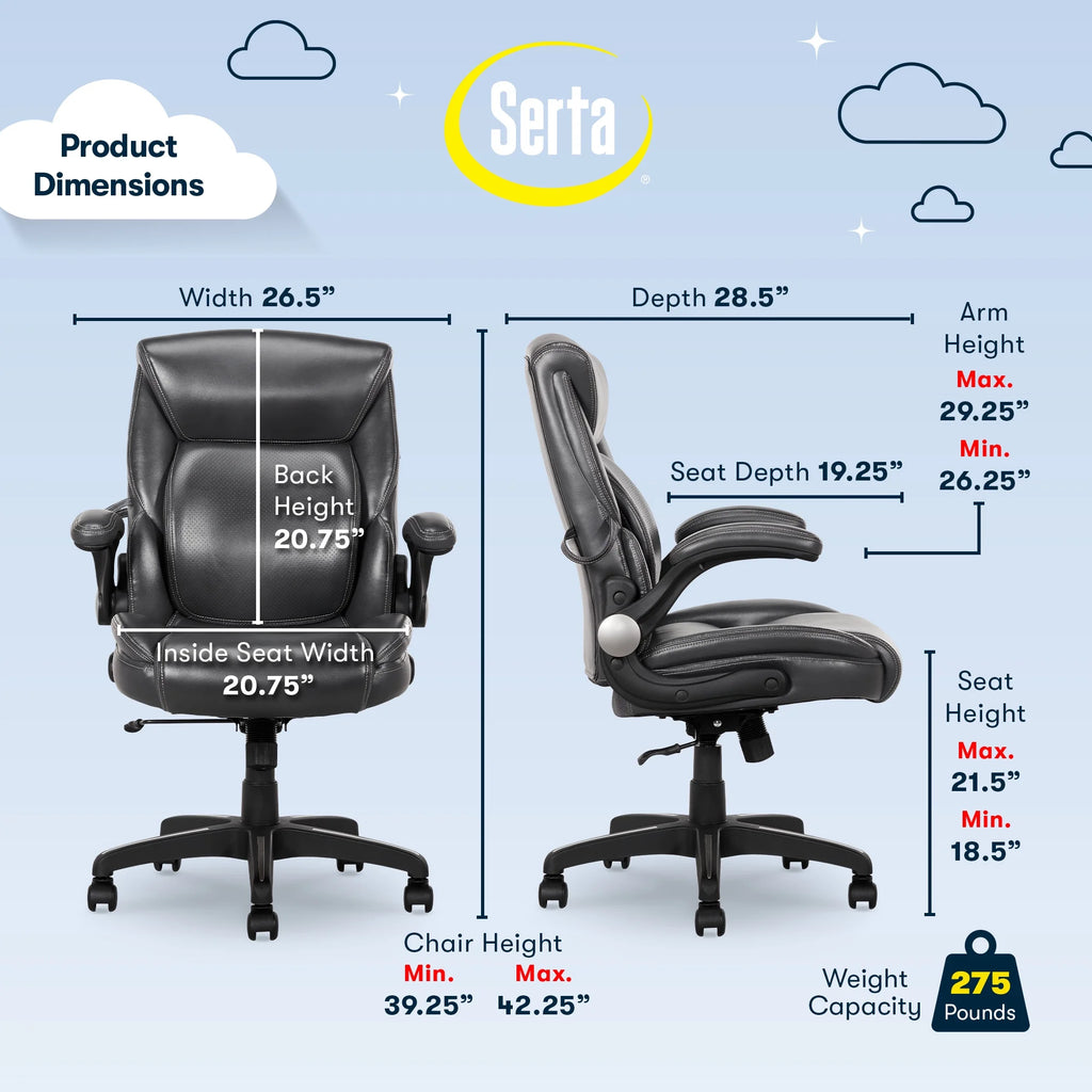Gray Faux Leather Office Chair D1552