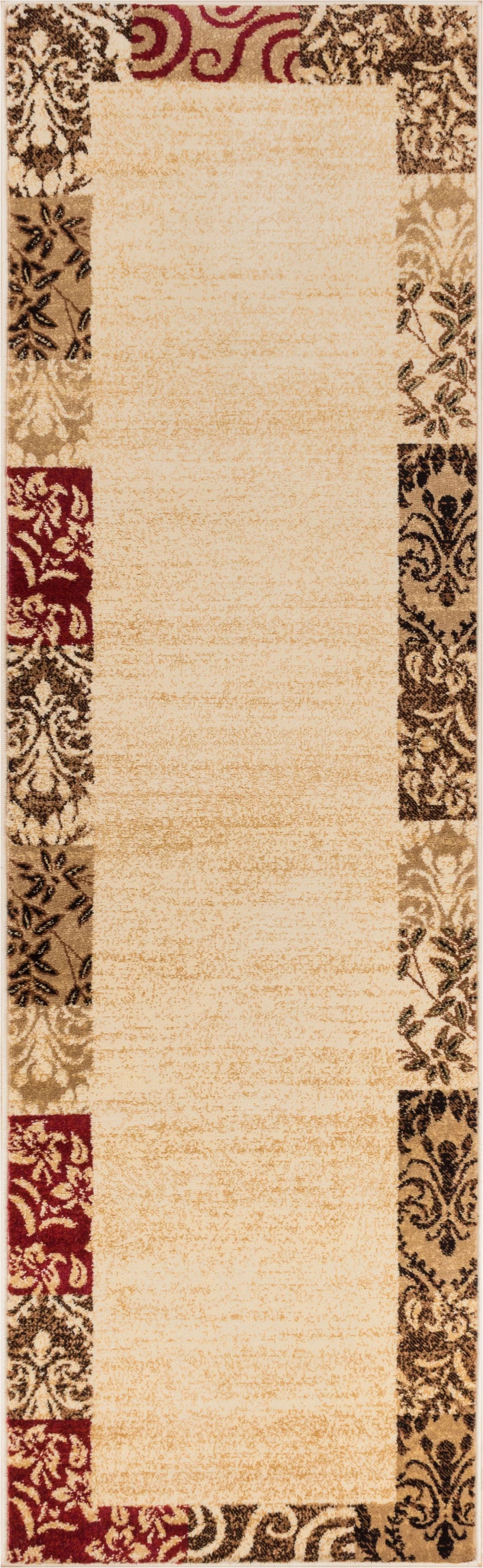 Modern Damask Border Rug Easy Clean Stain Fade Resistant L783854