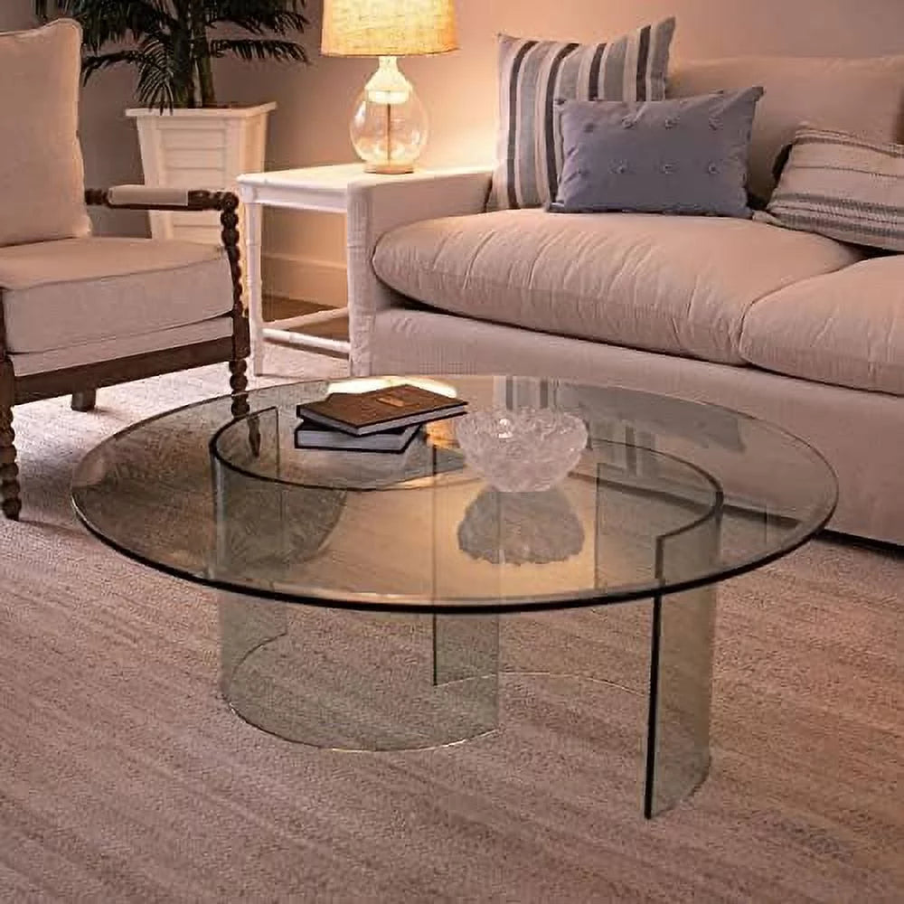 38" Round 1/4" Thick Tempered Clear Glass Table Top J56483