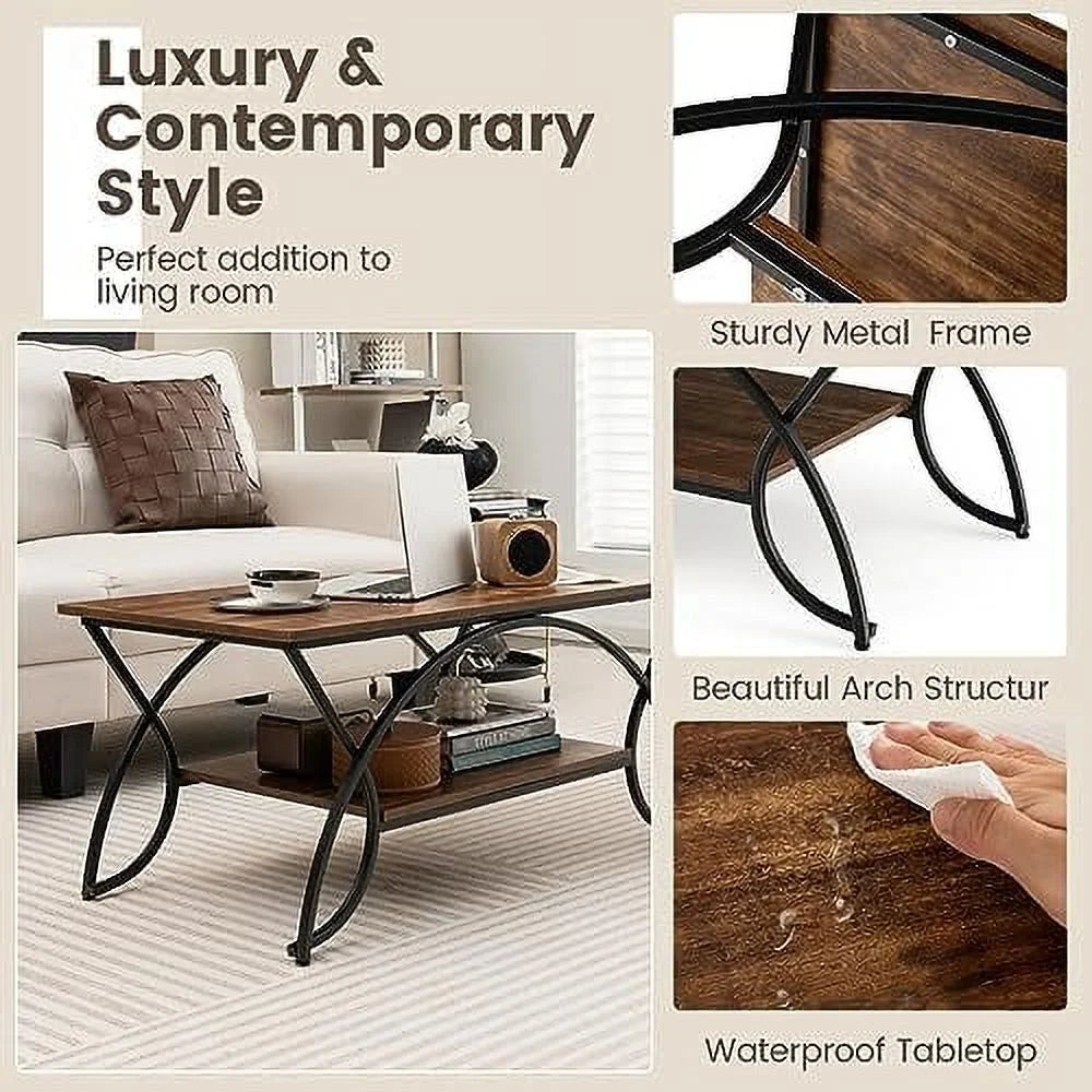 2-Tier Faux Marble Coffee Table Q56435