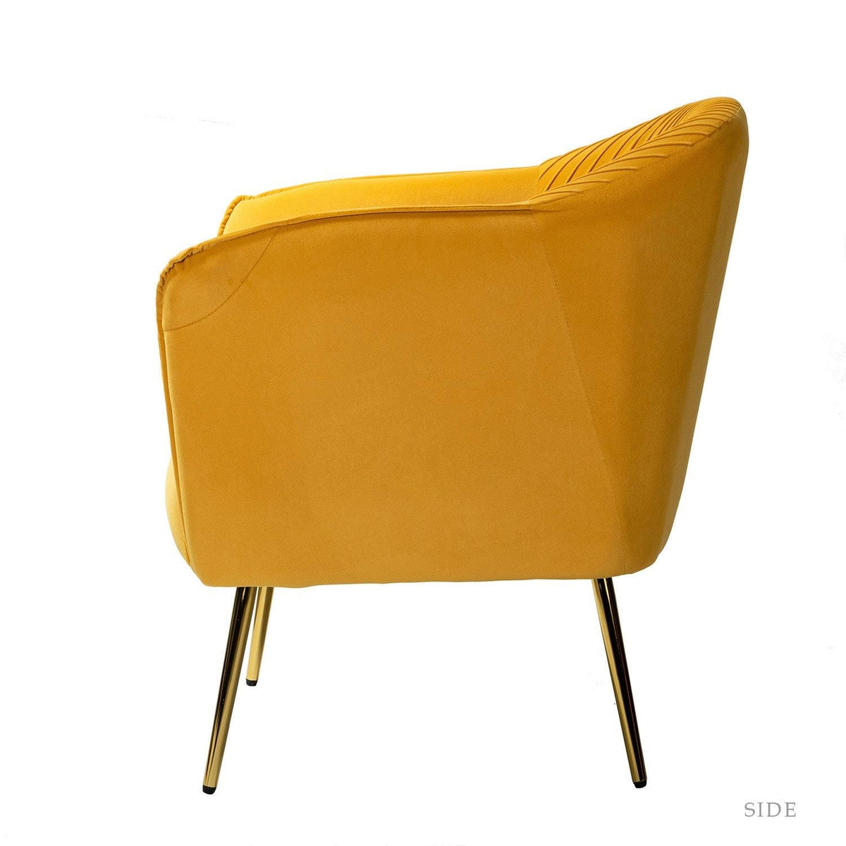 Mustard Upholstered Barrel Chair with Golden Base D7317