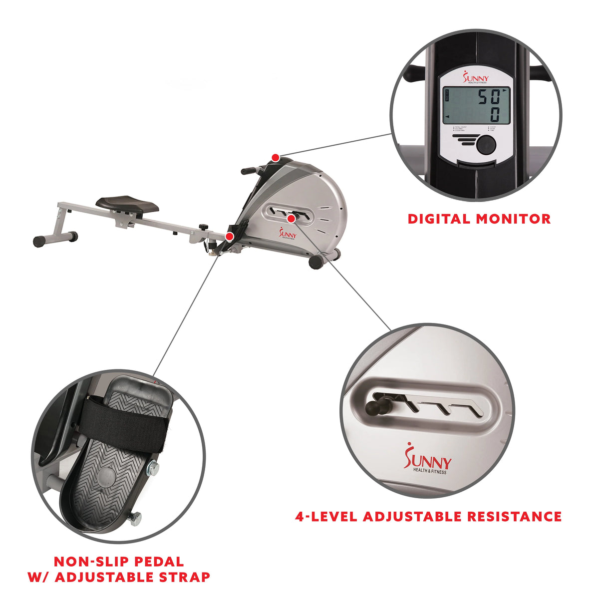 Elastic Cord Rowing Machine Rower with LCD Monitor V435052