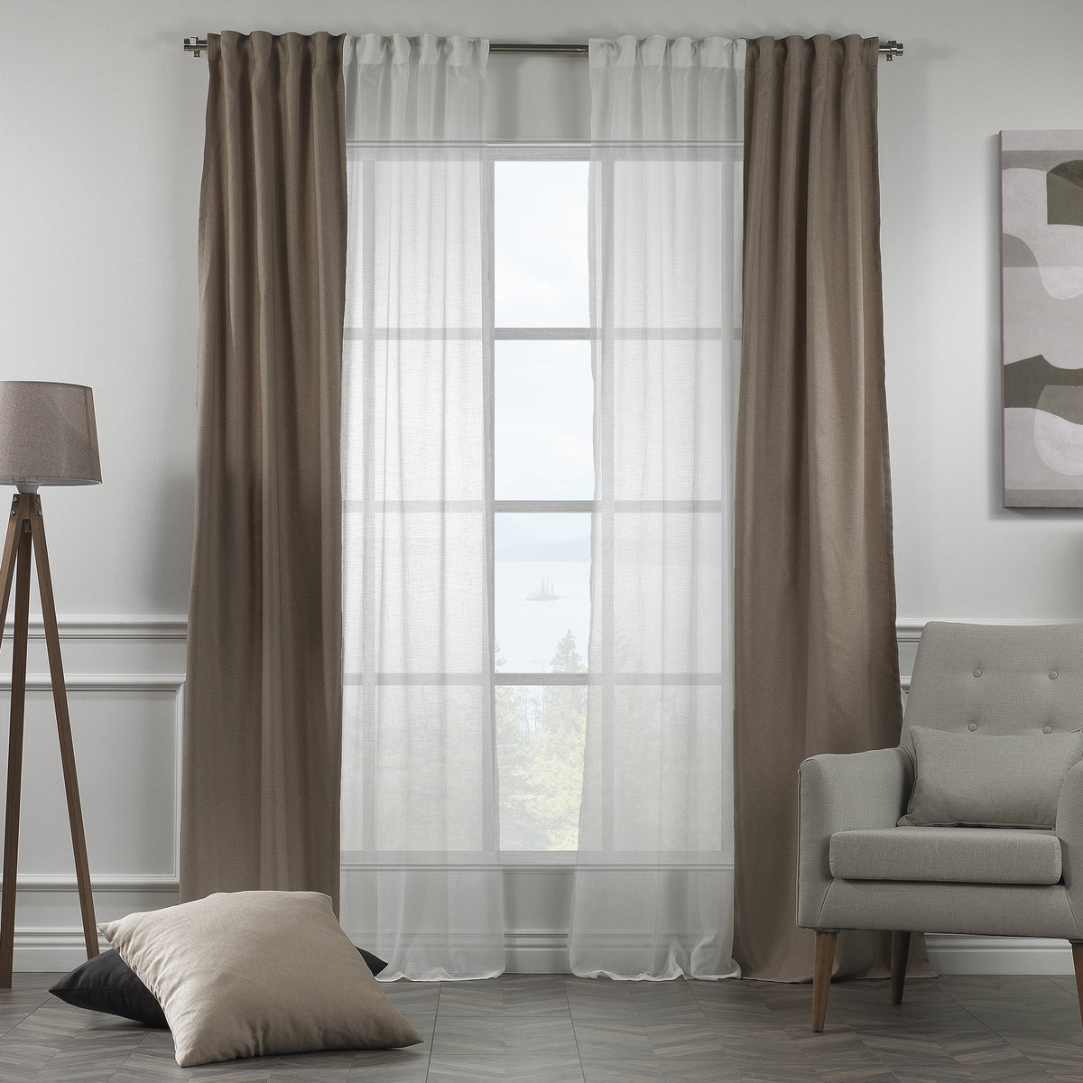 Mix and Match Linen Look Curtains 4 Panels 28"x84" Z3953