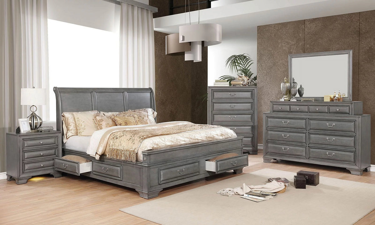 California King Size Solid Wood Storage Bed I3648